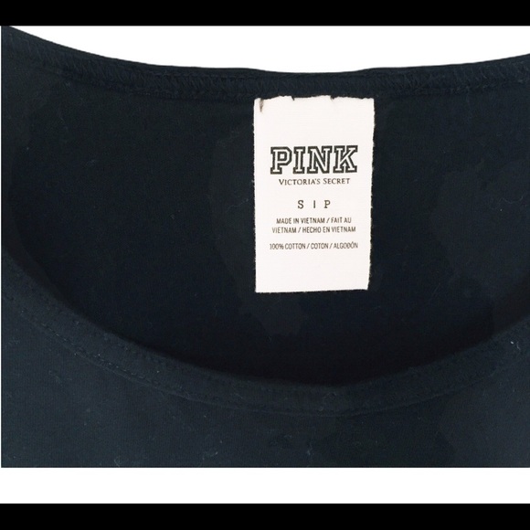 PINK Victoria’s Secret Bling Campus Palm Tree Sequin Detail Tank Black Sz Small - Picture 6 of 9